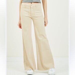 Mother The Patch Pocket Roller Fray in Chalk Tapioca